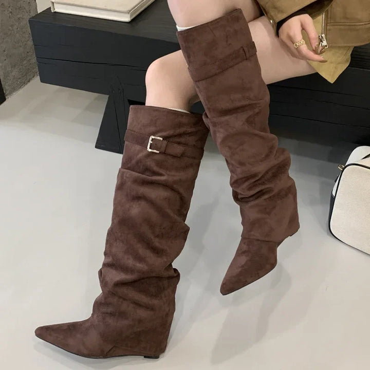 Elsie | Women’s Leather Thigh-High Boots with Buckle