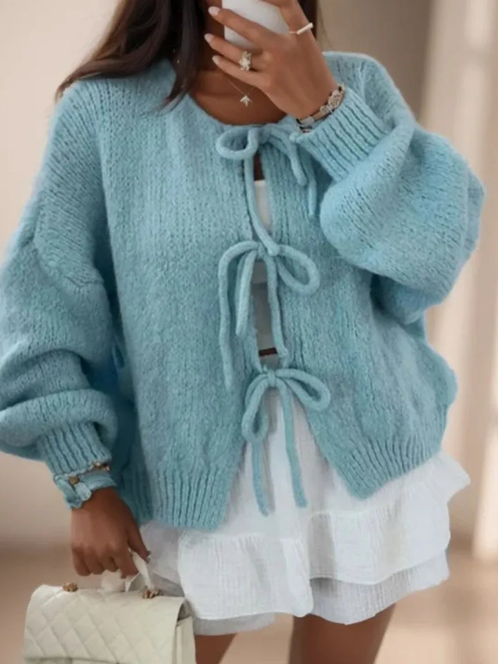 Ella | Women’s Soft Knit Cardigan with Bow Ties
