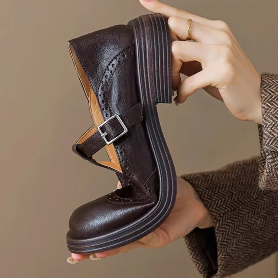 Clara | Classic Women’s Leather T-Strap Shoes