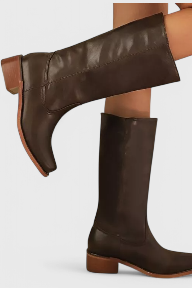 Rachel | Women’s Leather Knee-High Boots with Heels