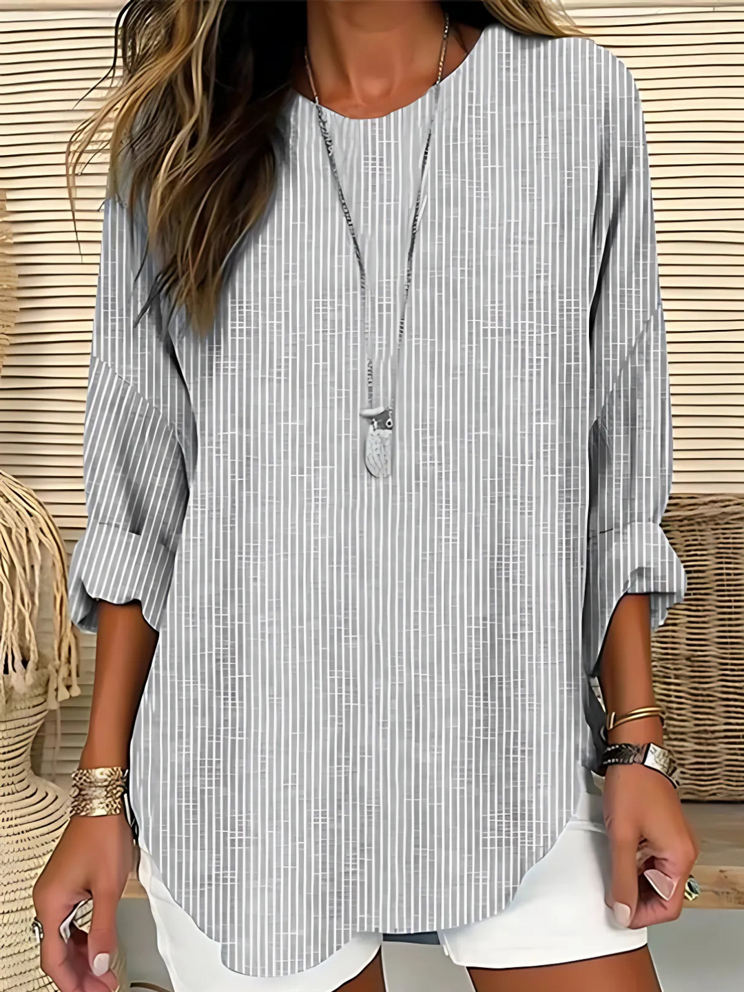Tasha | Trendy Chic Striped Blouse