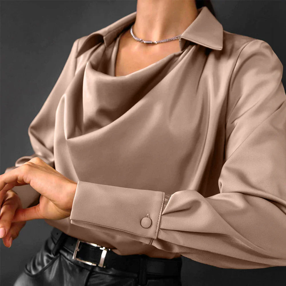 Tessa | Women’s Modern Long Sleeve Satin  Blouse