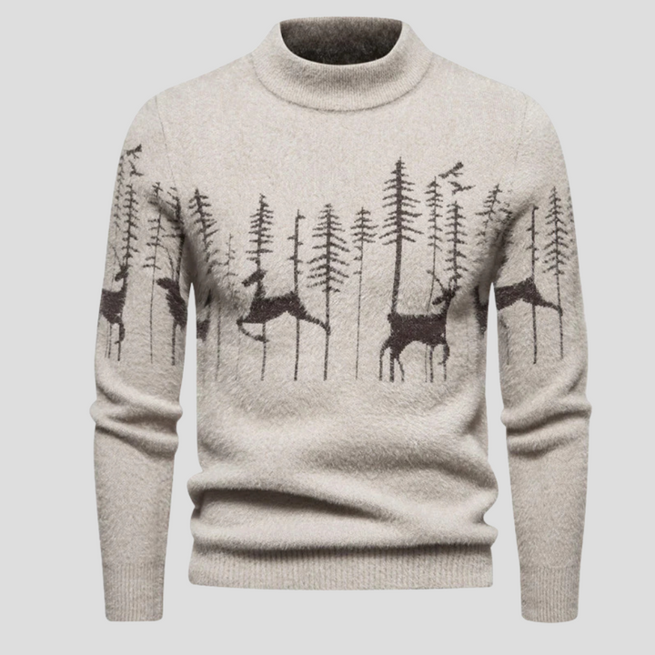 Thomas | Men's Christmas Sweater with Reindeer and Forest Motif
