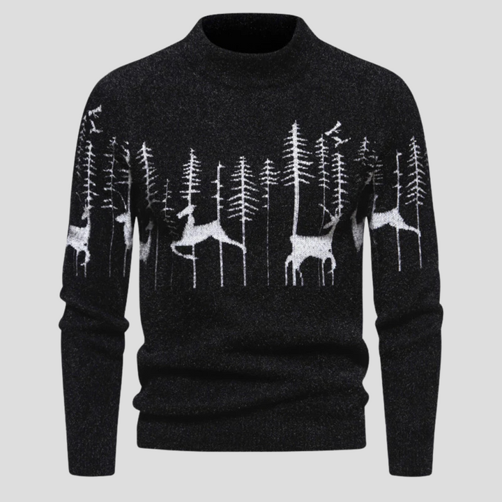 Thomas | Men's Christmas Sweater with Reindeer and Forest Motif
