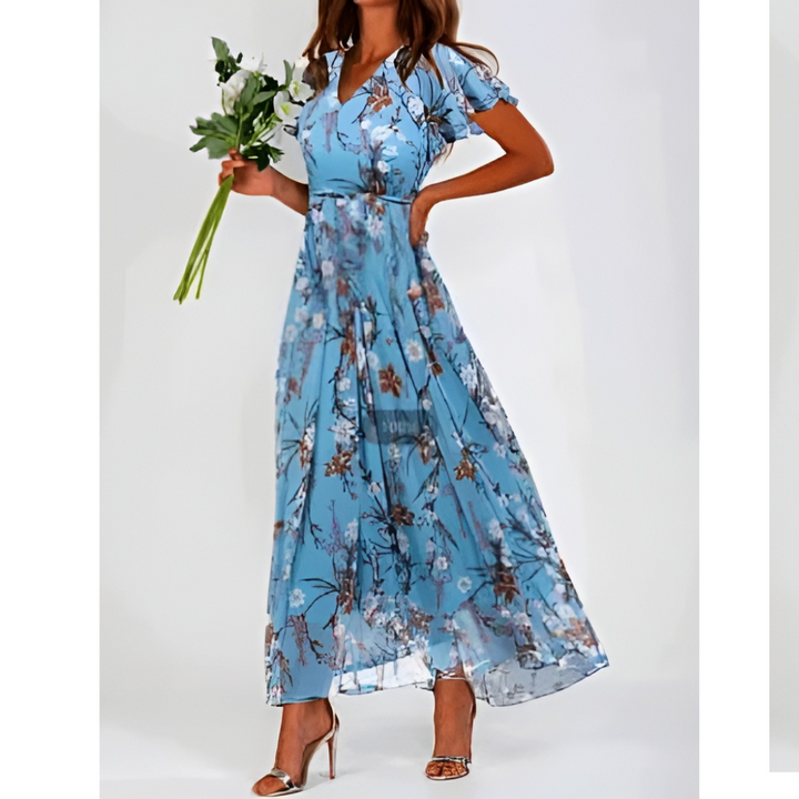 Heidi | Women's Short Sleeve Floral Maxi Dress