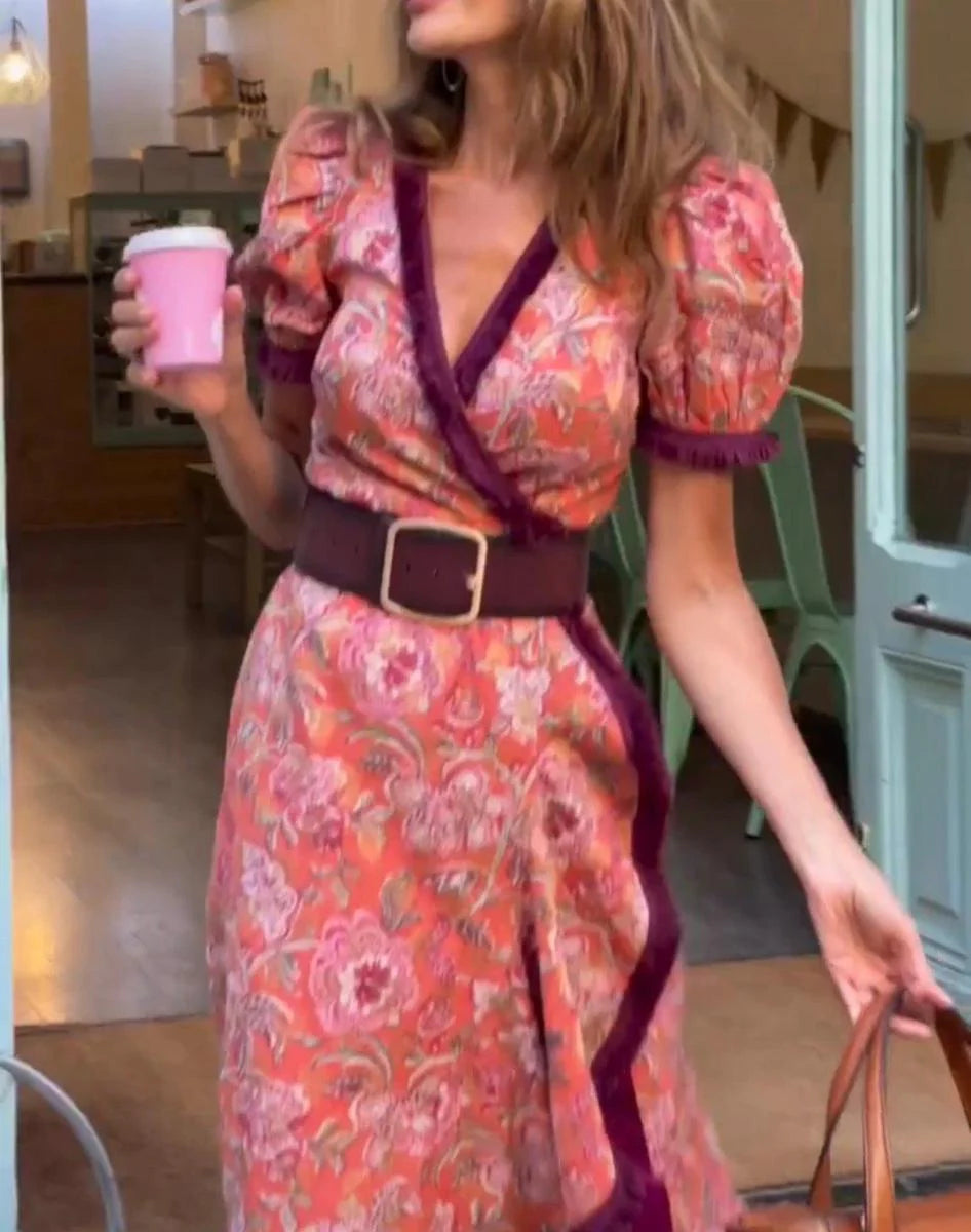 Vivara |  Pink Short Sleeve Maxi Dress