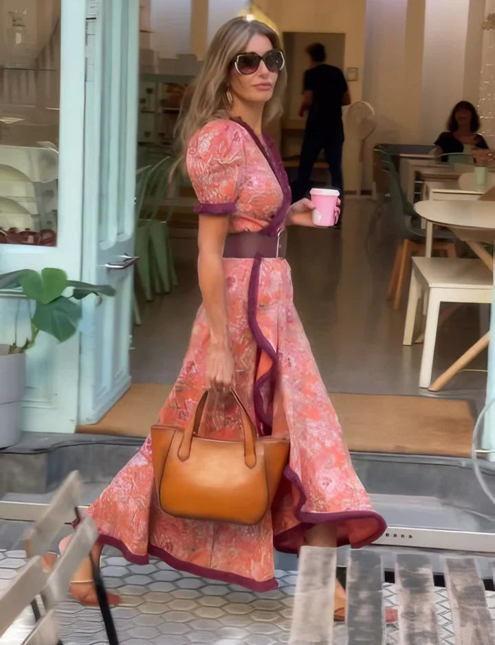 Vivara |  Pink Short Sleeve Maxi Dress