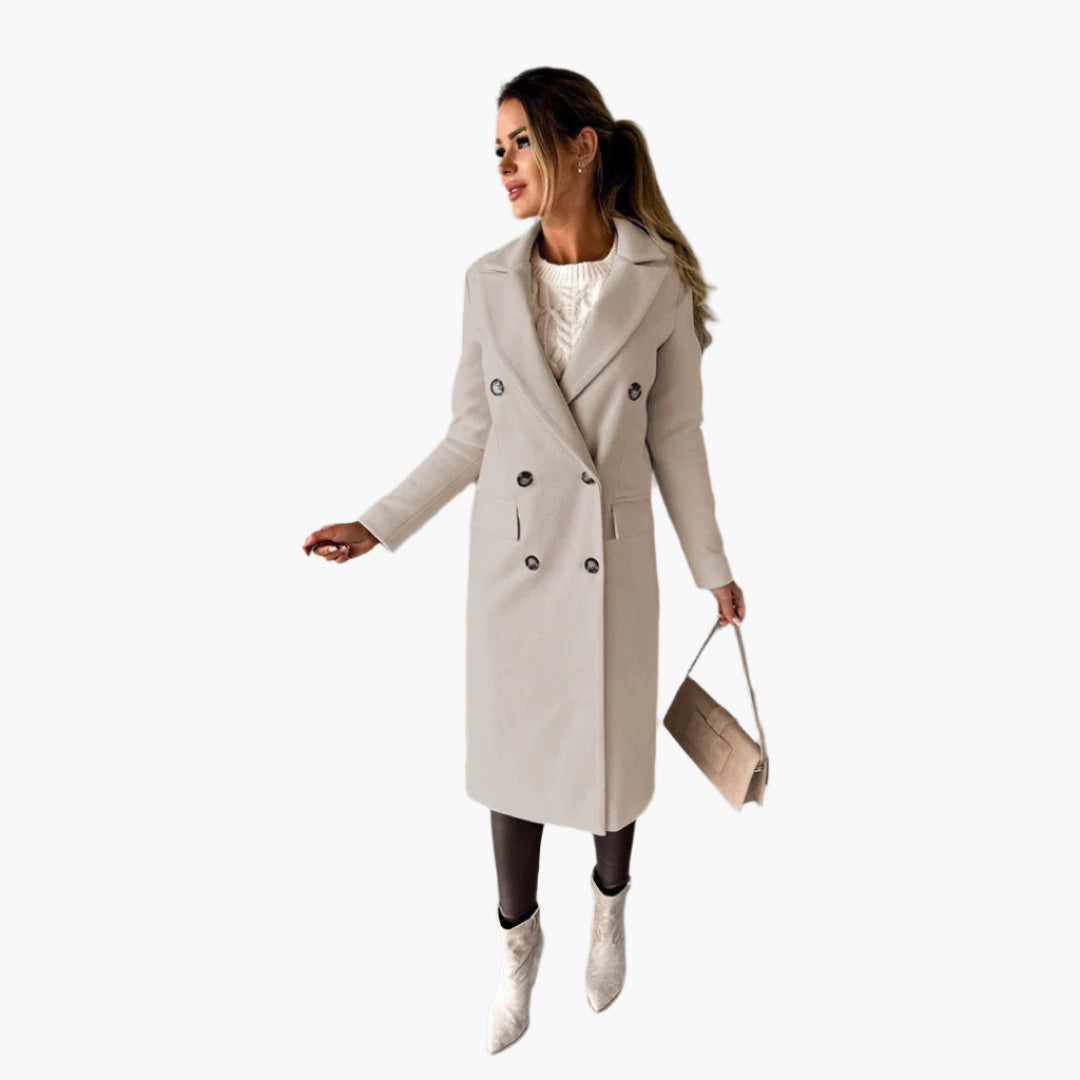 Katie | Women’s Classic Long Sleeve Double Breasted Coat