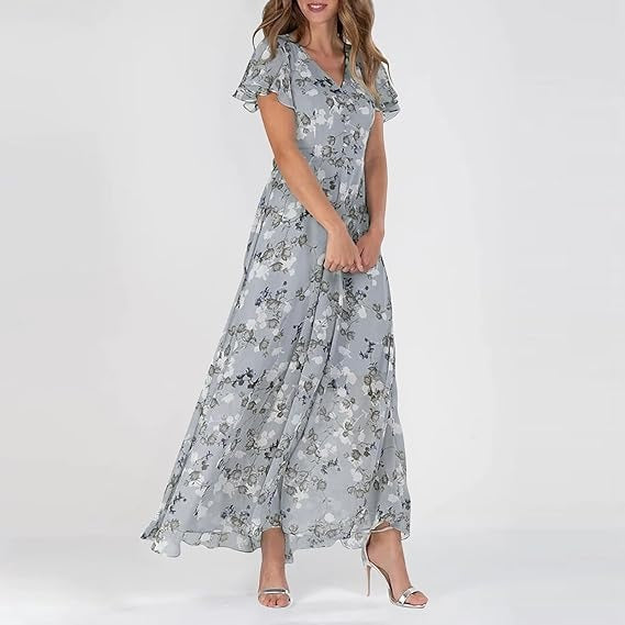 Heidi | Women's Short Sleeve Floral Maxi Dress