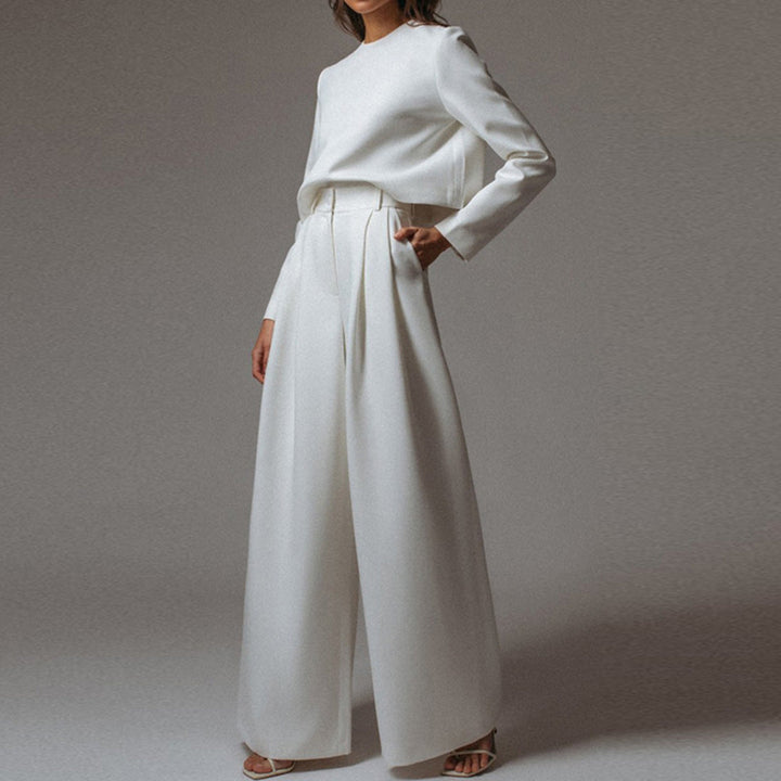 Elsie| Women’s Trendy Cropped Top and Pleated Pants Set
