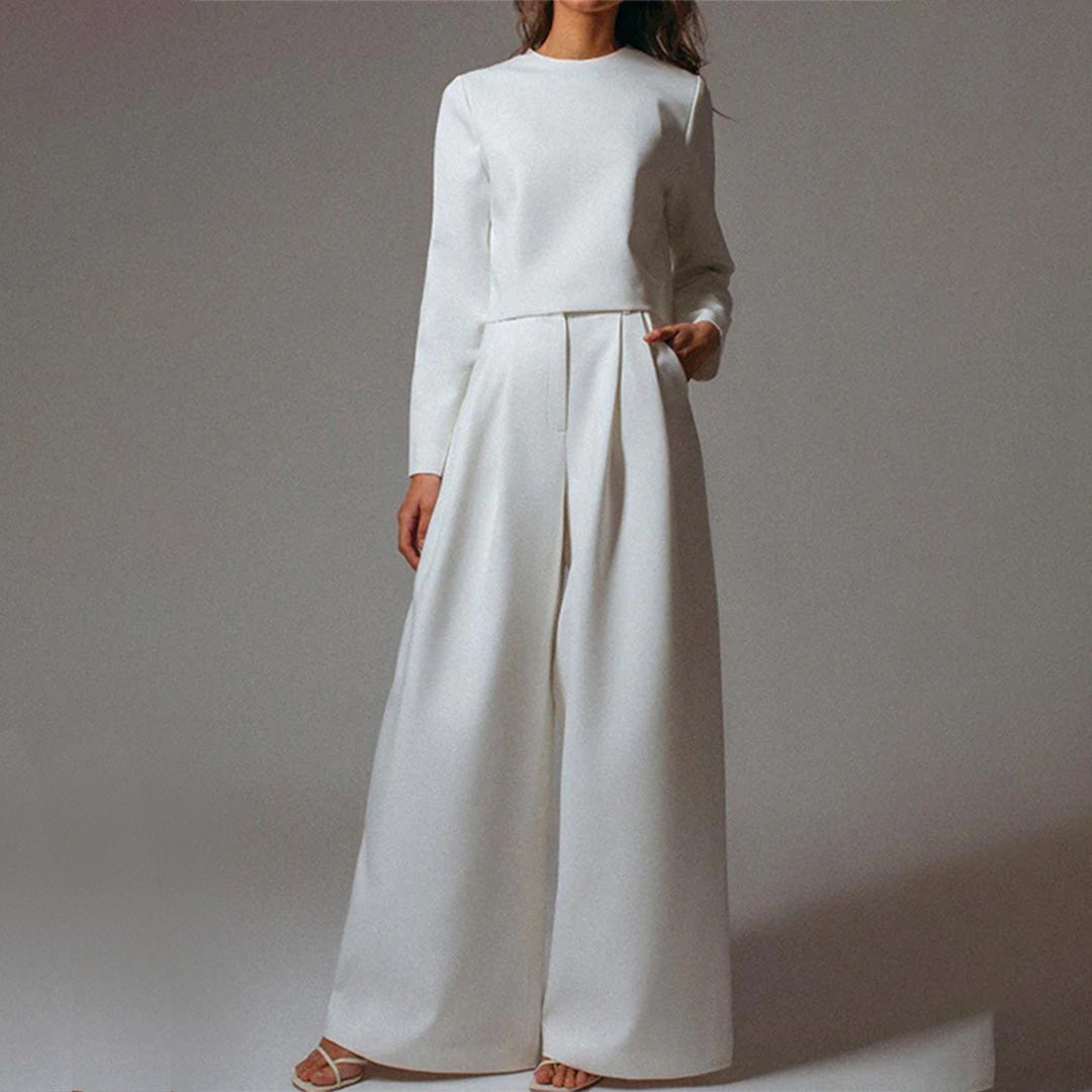 Elsie| Women’s Trendy Cropped Top and Pleated Pants Set