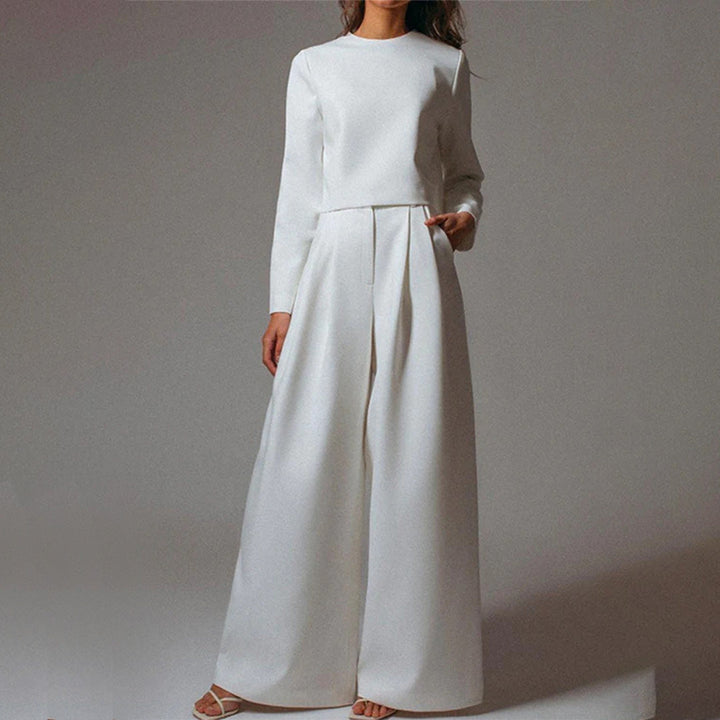 Elsie| Women’s Trendy Cropped Top and Pleated Pants Set