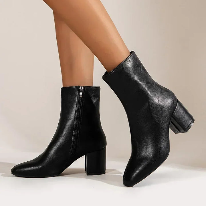 Ella | Women’s Stylish Side Zipper Heeled Boots