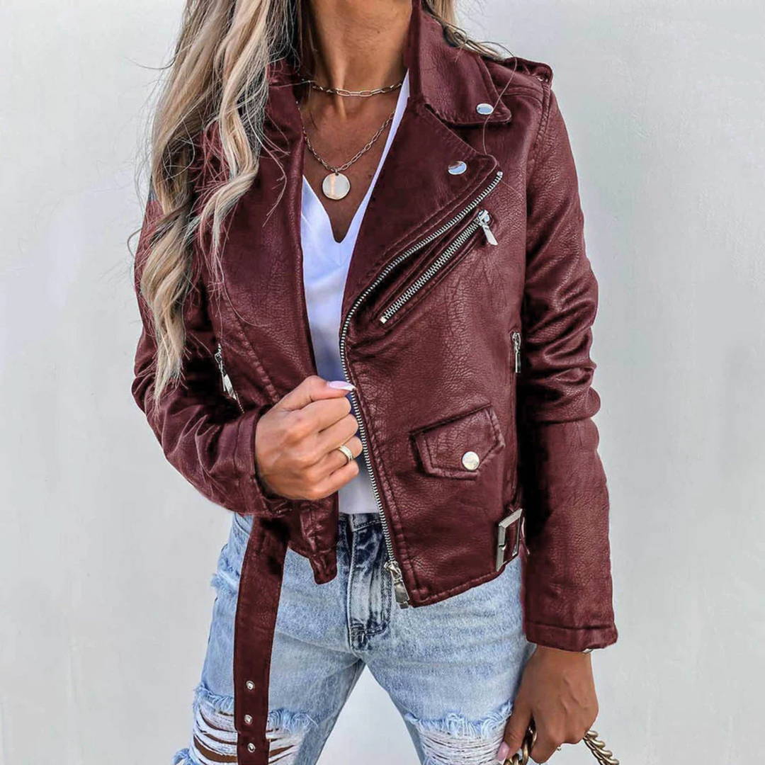 Catherine | Women’s Classic Zipper Biker Jacket