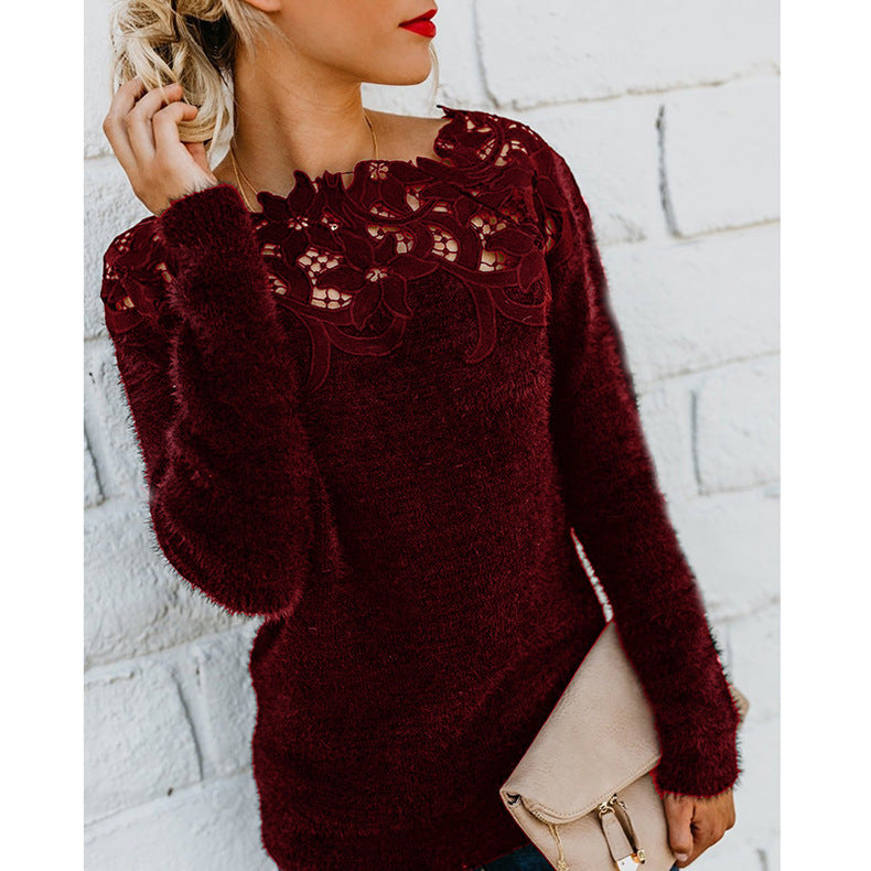Karen | Women’s Chic  Floral Lace Design Sweater