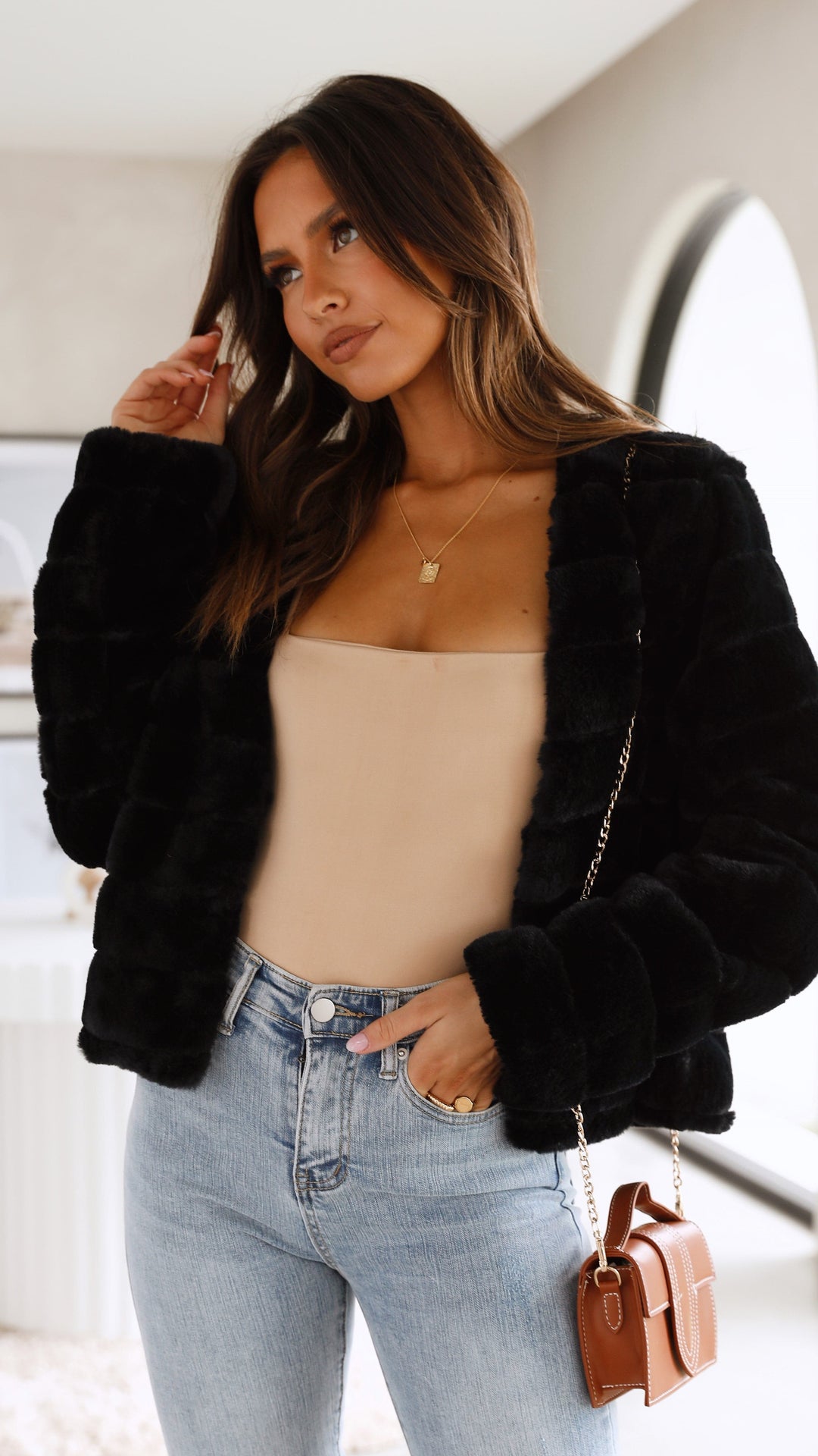 Audrey | Women’s Cropped Faux Fur Winter Jacket