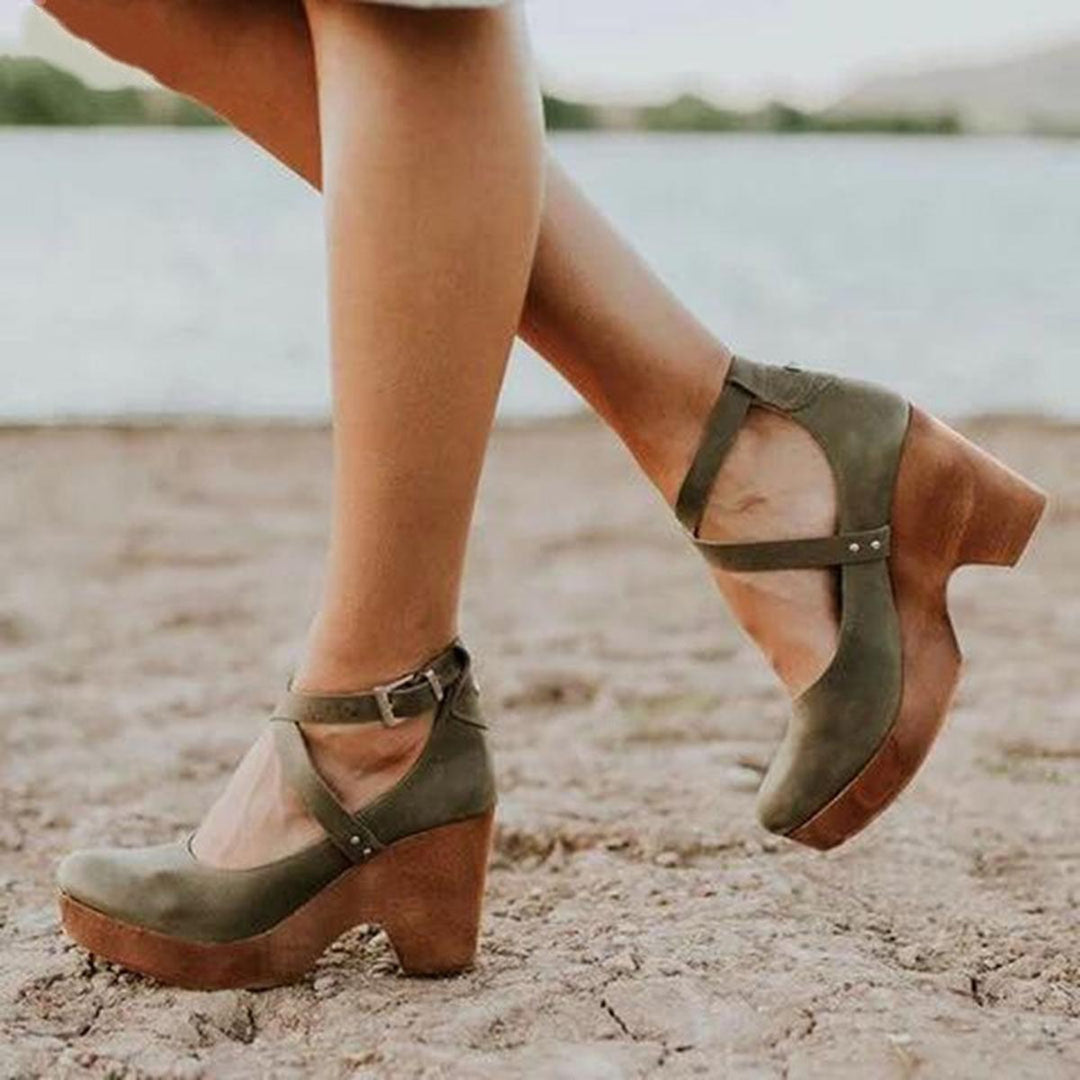 Julia | Women Casual Buckle Strap Wedge Heels