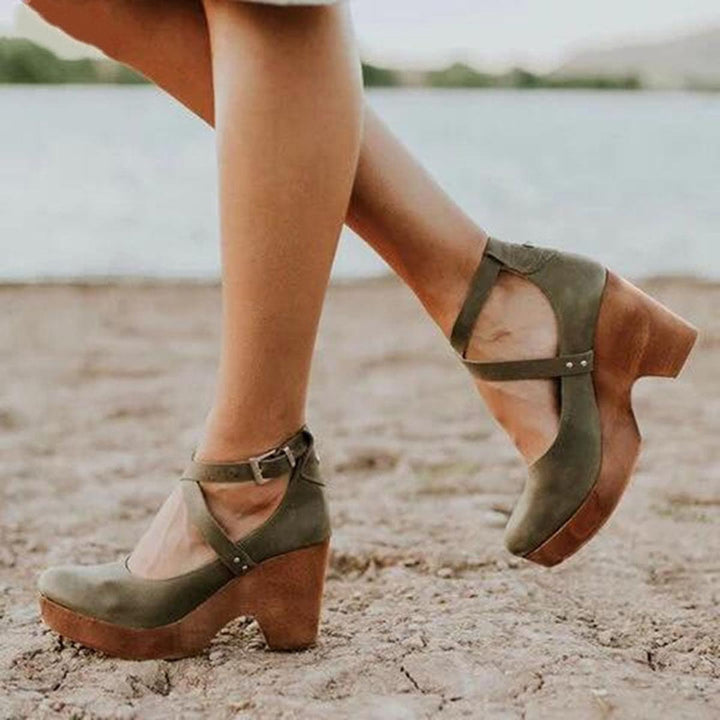 Julia | Women Casual Buckle Strap Wedge Heels