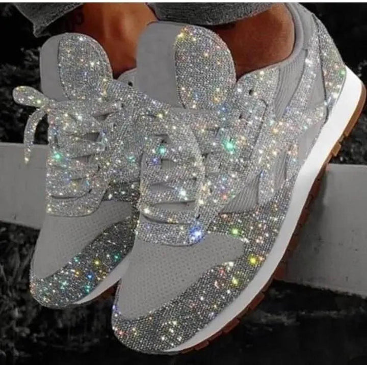 Maria | Women’s Glitter Effect Lace Up Trainers Sneakers