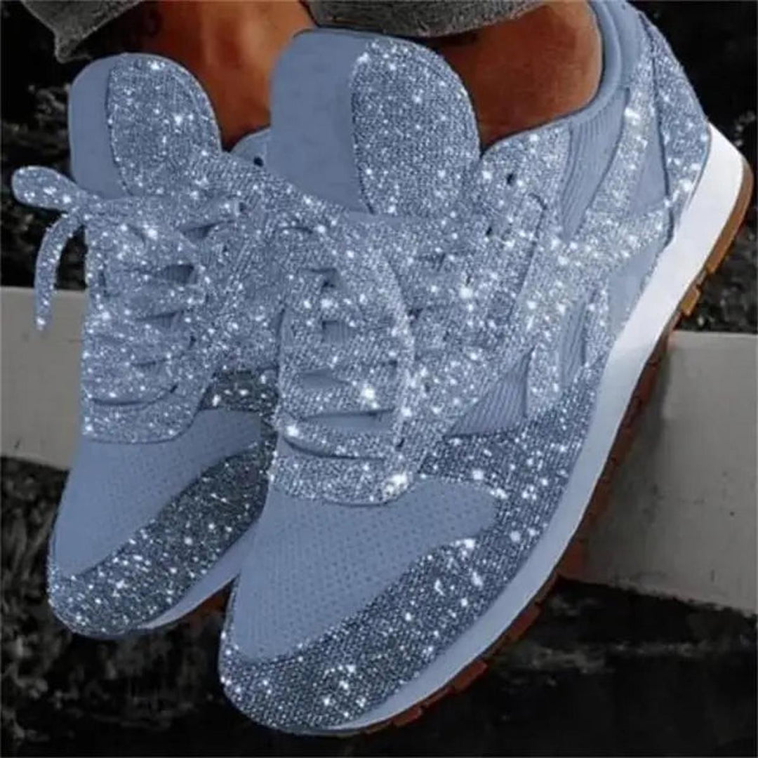 Maria | Women’s Glitter Effect Lace Up Trainers Sneakers