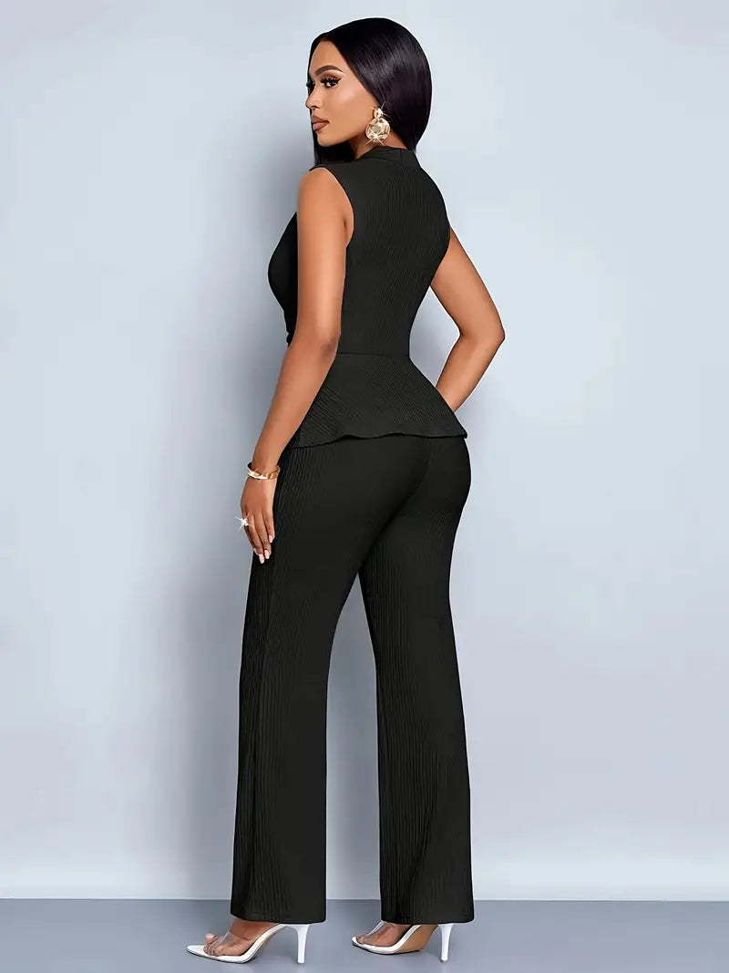Isabella | Women Spring Pleated Peplum Pants Set