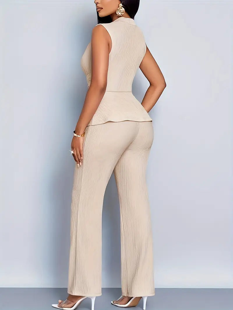 Isabella | Women Spring Pleated Peplum Pants Set