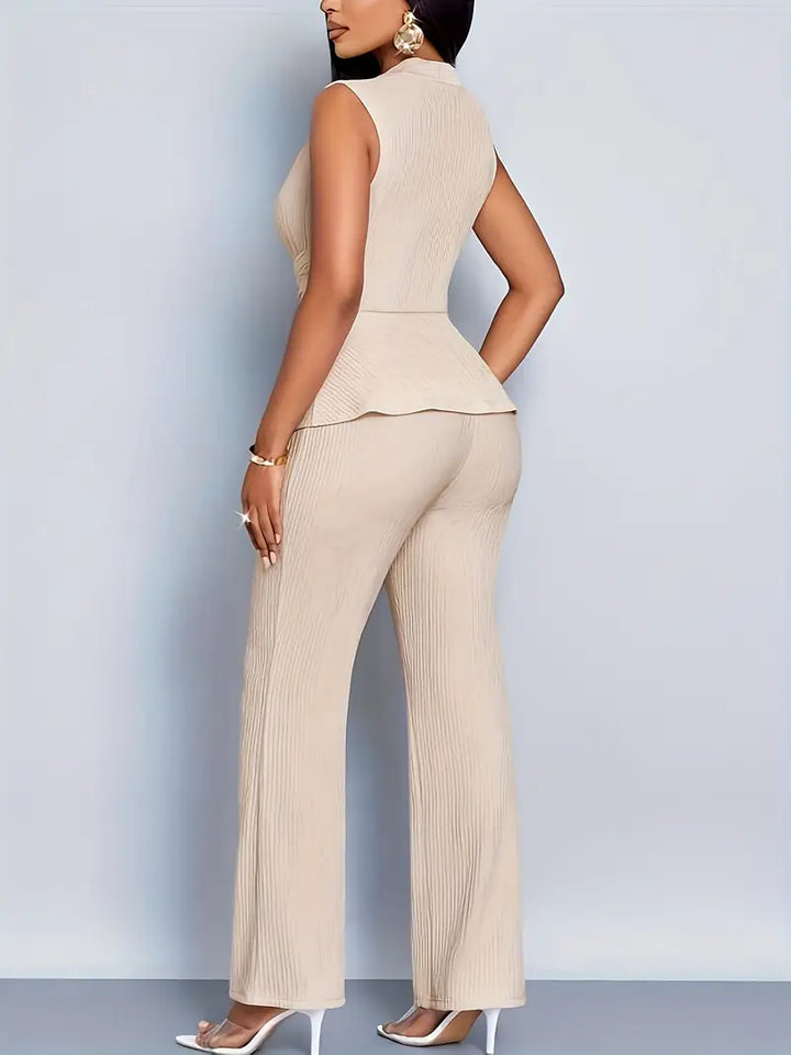 Isabella | Women Spring Pleated Peplum Pants Set