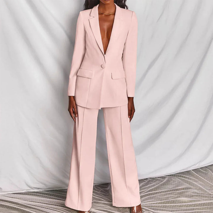 Anna | Women’s Trouser Suit Longline Blazer Wide-Leg Structured