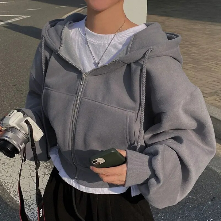 Lucy | Women’s Long Sleeve Cropped Zip Hoodie