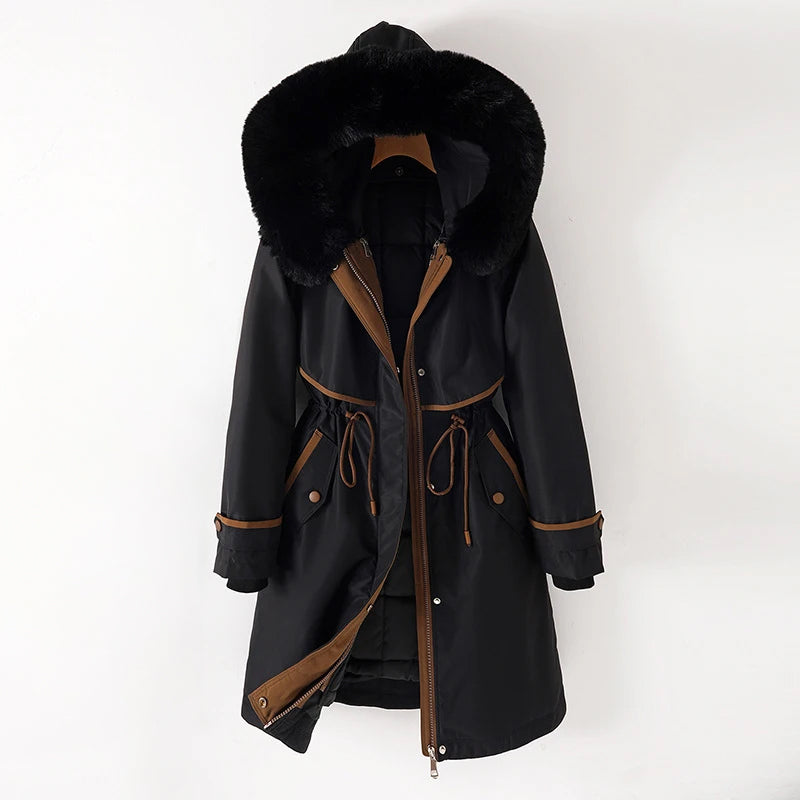 Daisy | Women’s Long Parka Faux Fur Trim Hood Jacket