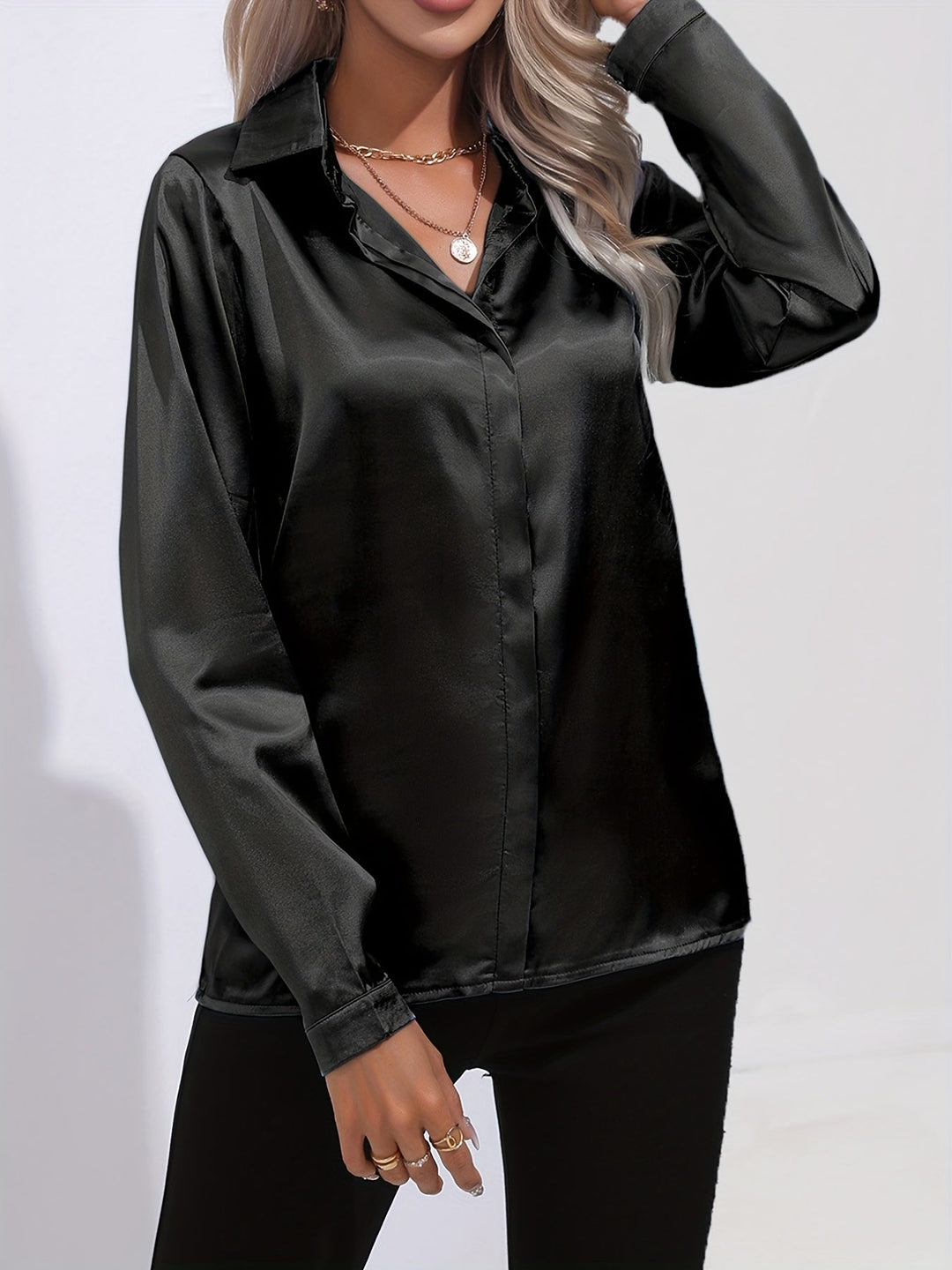 Victoria | Women’s Modern Button Front Stain Blouse