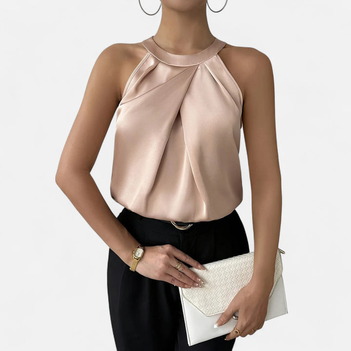 Anna | Women’s Elegant Pleated Draped Satin Tank