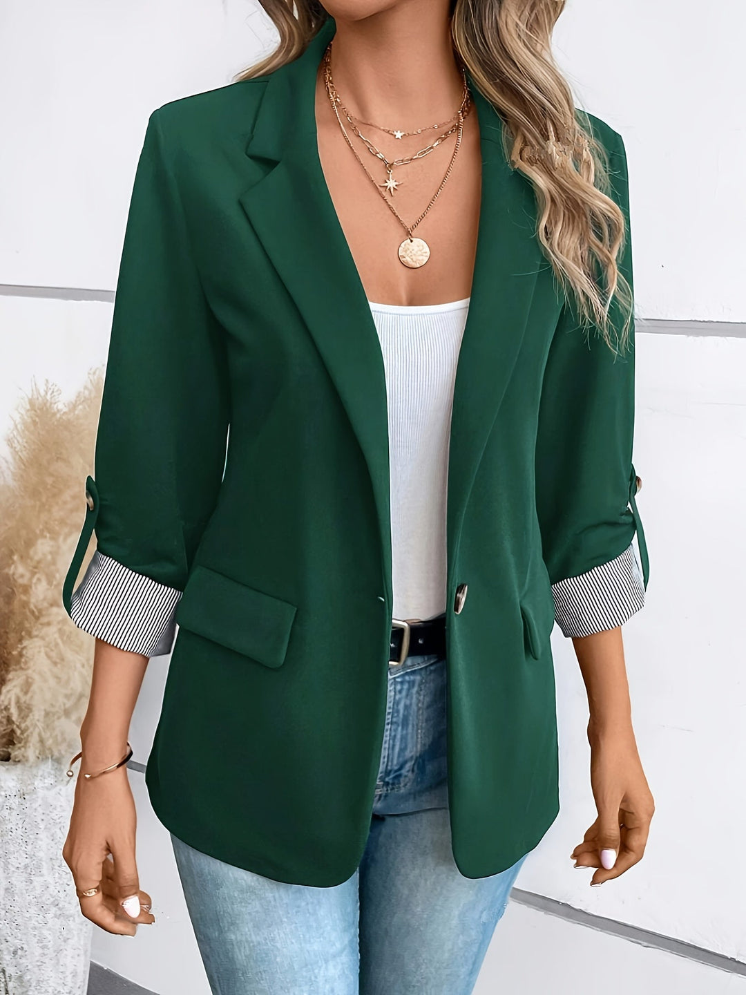 Diana | Women’s Rolled-Sleeve Long Office Wear Blazer
