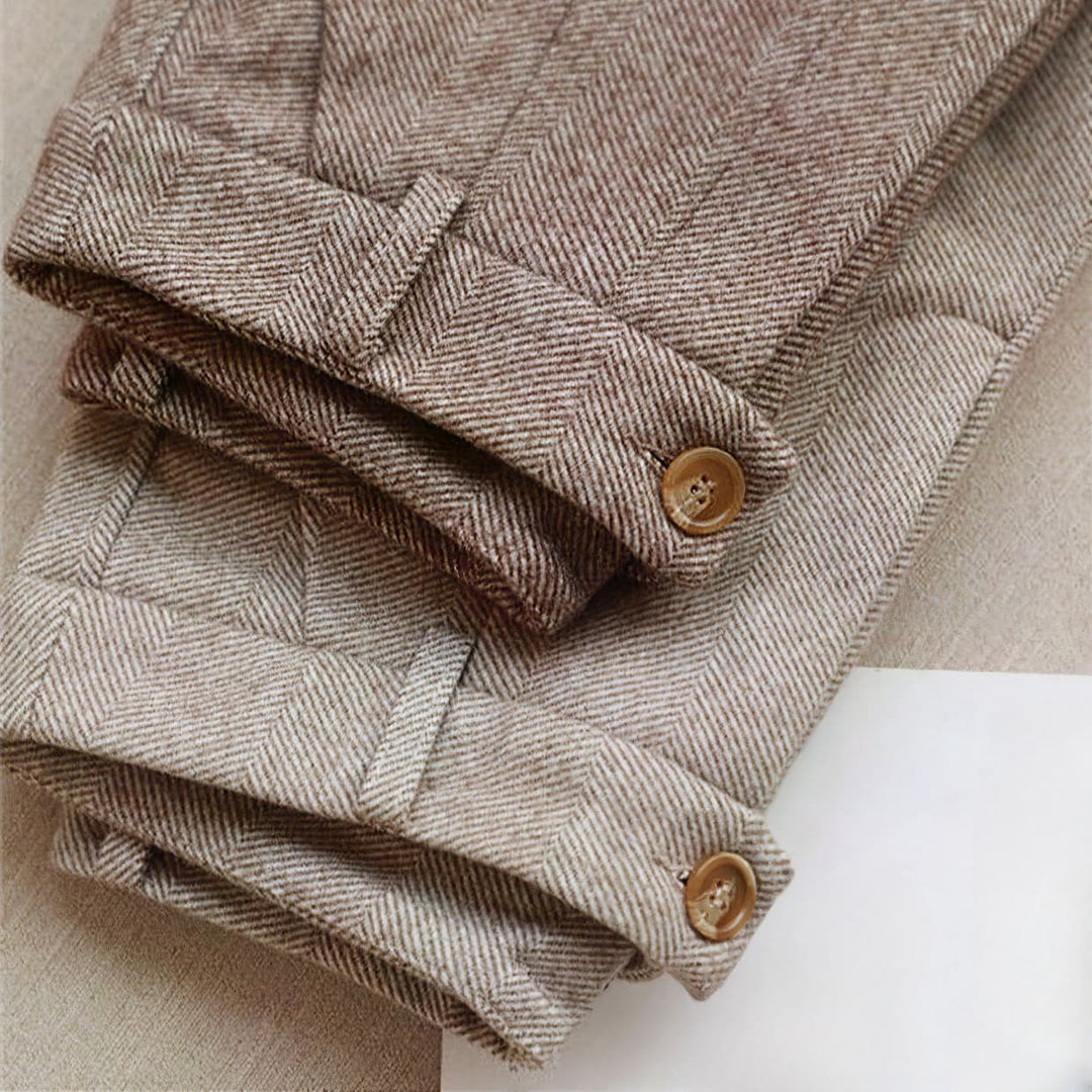 Luke | Men Classic Herringbone Pleated Dress Trousers