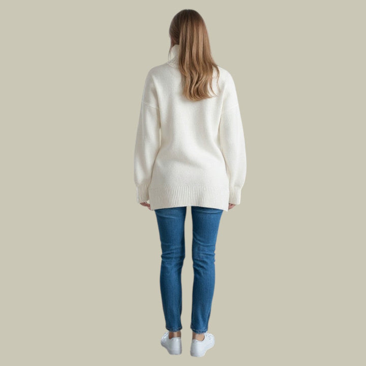 Poppy | Women’s Loose Fit Turtleneck Ribbed Knit Sweater