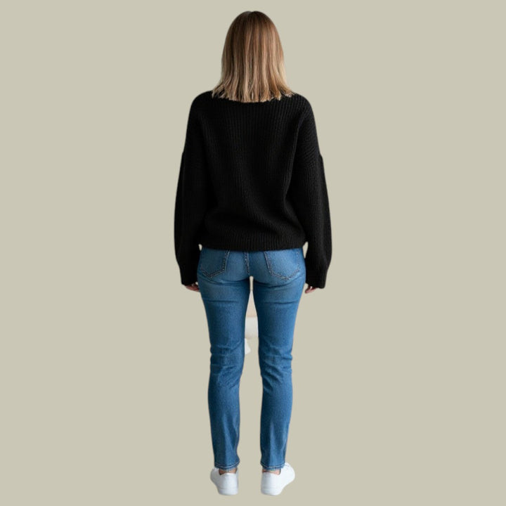 Poppy | Women’s Loose Fit Turtleneck Ribbed Knit Sweater