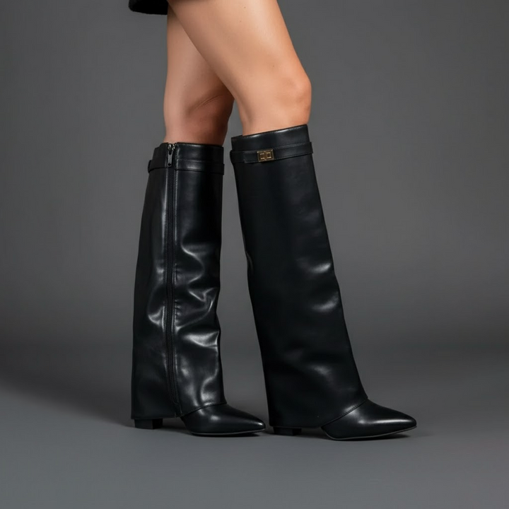 Connor | Women’s Leather Thigh-High Boots with Buckle