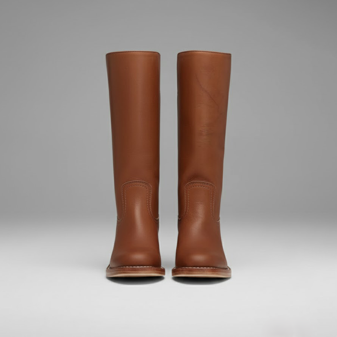 Catherine | Women’s Leather Knee-High Boots with Heels