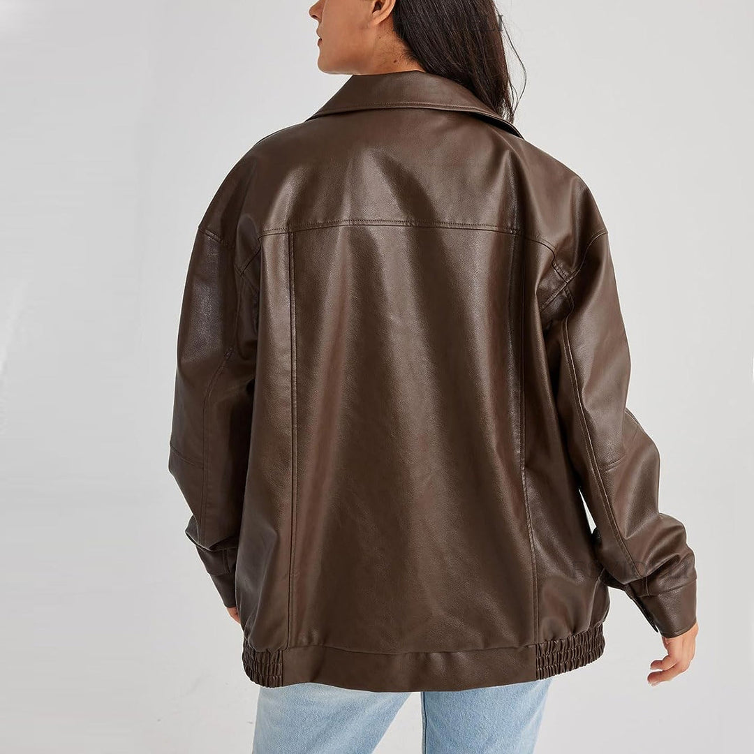 Katie | Women’s Relaxed Fit Zipper Bomber Jacket