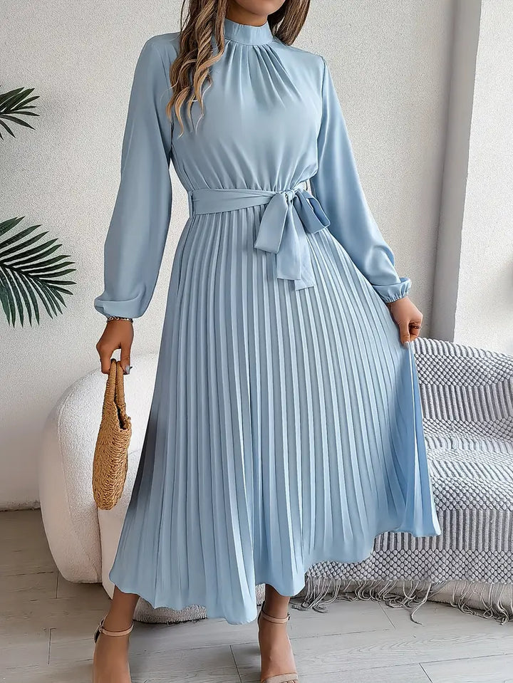Jasmine | Women’s Long Sleeve Pleated Belted Dress