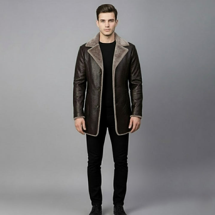 Michael | Men’s Winter Leather Jacket With Warm Fur Lining