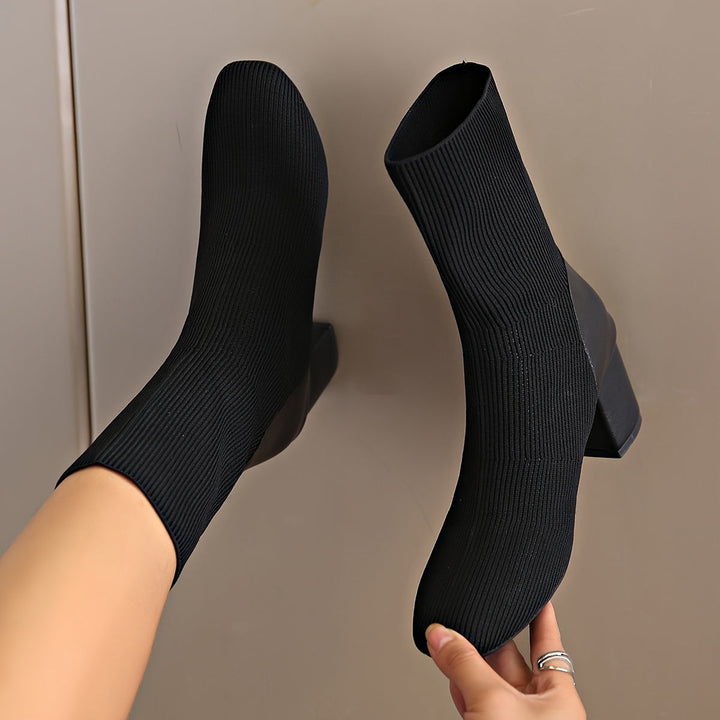 Freya | Women’s Stretch Sock Boots with Block Heel