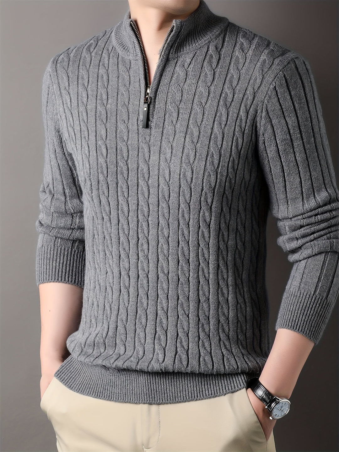 Connor | Men’s Half Zip Ribbed Knit Sweater
