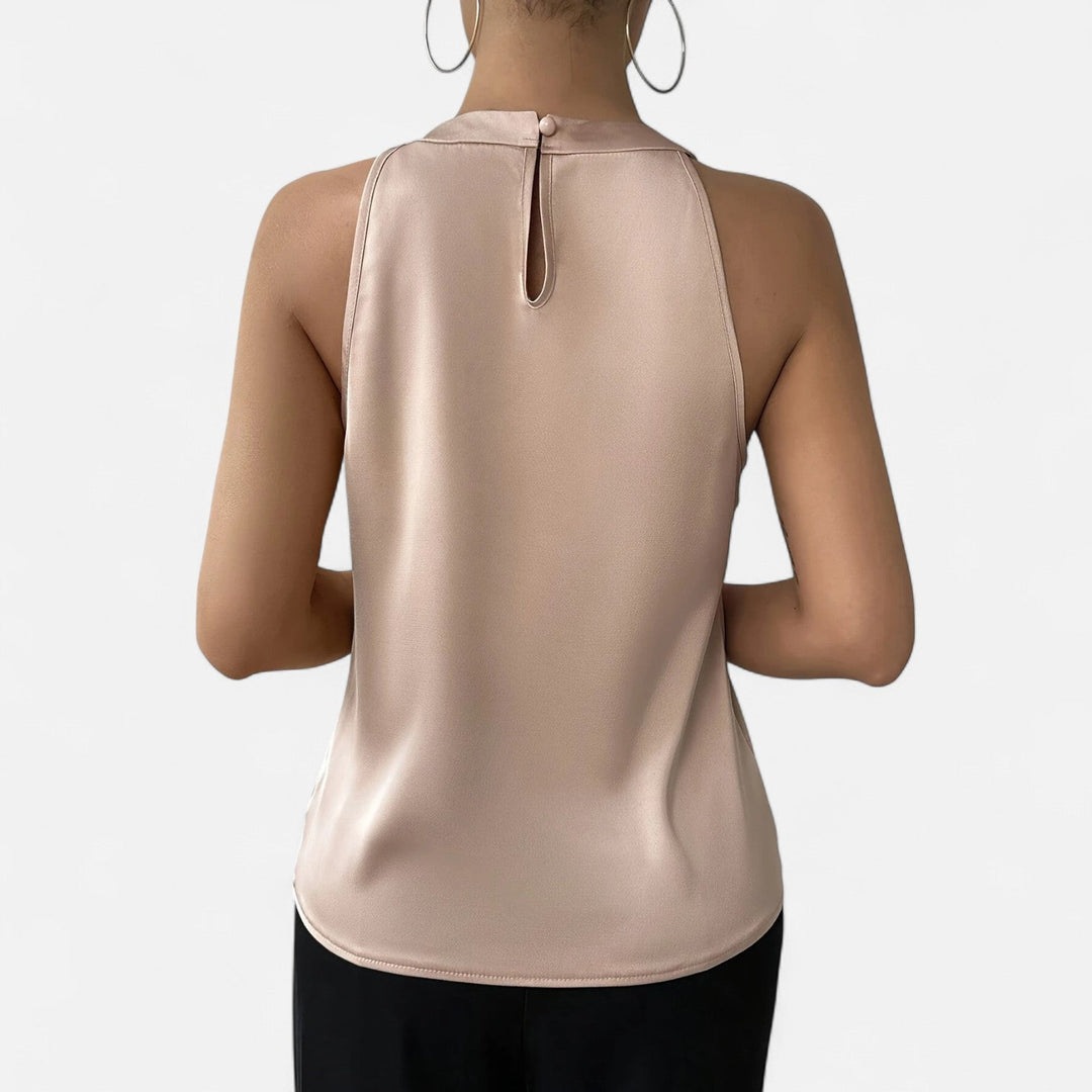 Anna | Women’s Elegant Pleated Draped Satin Tank