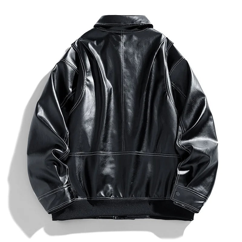 Mark | Men’s Modern Oversized Leather Bomber Jacket