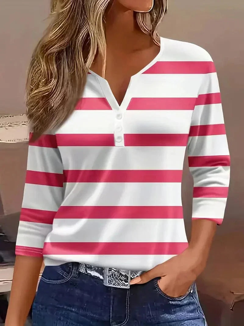 Camila™ | Striped V-Neck Top