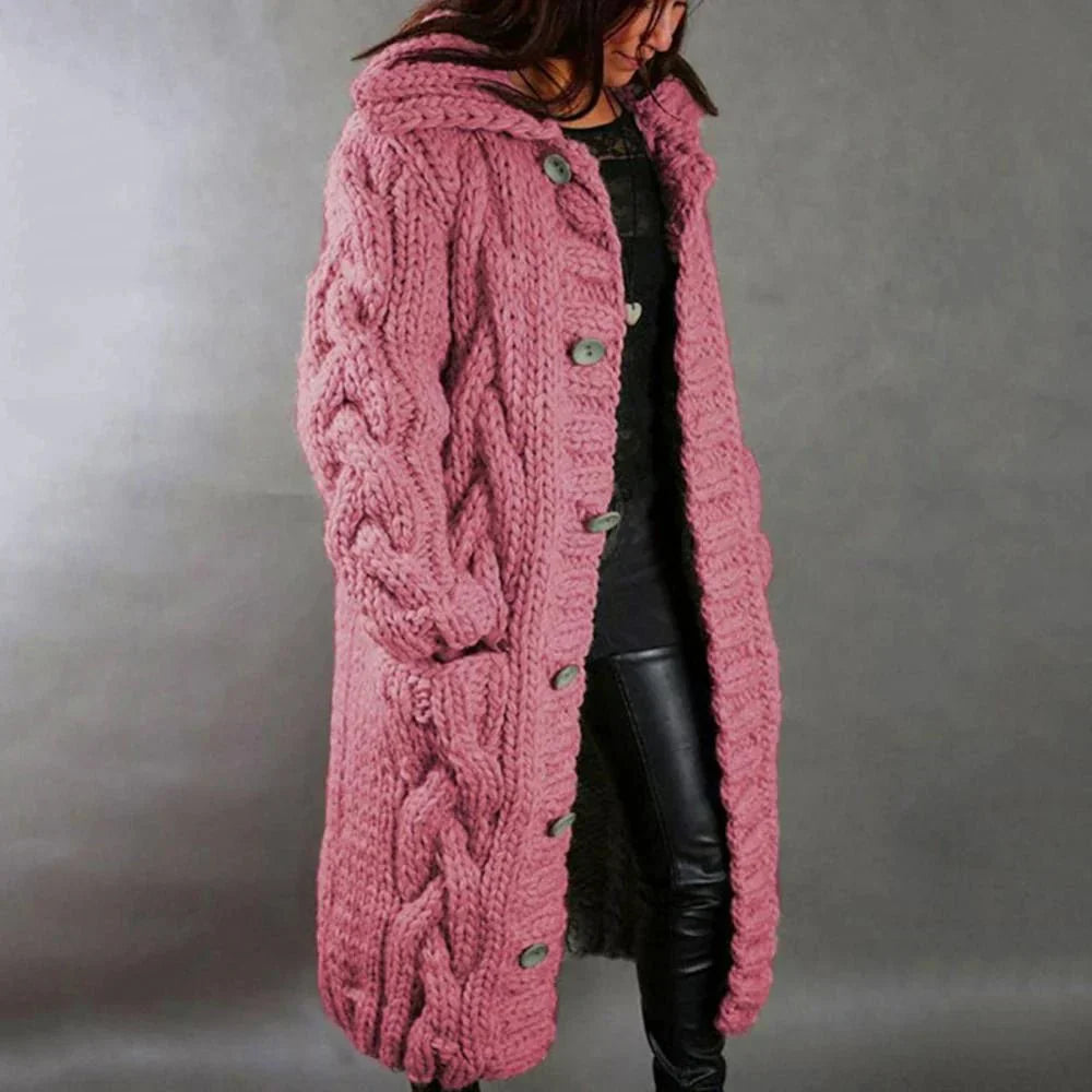 Diana | Women’s Oversized Cable Knit Button Cardigan