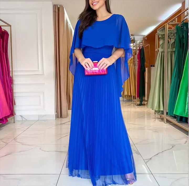 Chloe | Women’s Flowing Pleated Cape Evening Dress