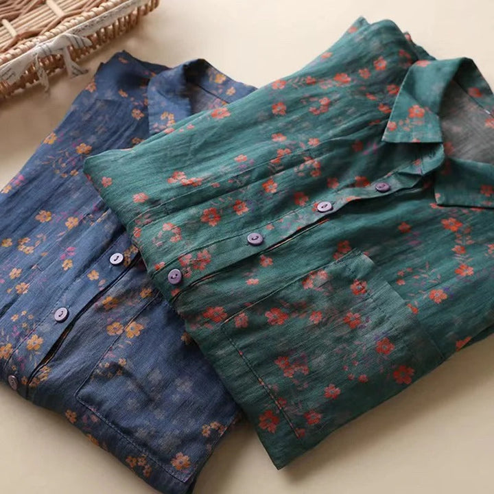 Maribel™ | Floral Half-Placket Shirt