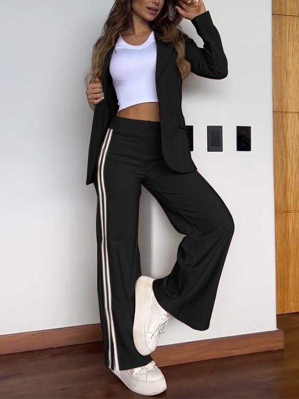 Daisy | Women’s Casual Blazer with Striped Trousers Set